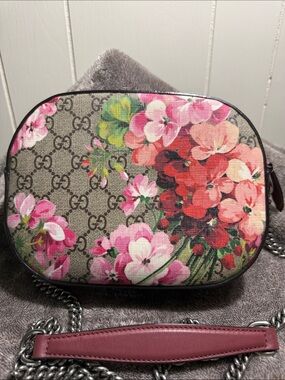 Gucci GG Canvas Crossbody Bag with Pink Floral Print